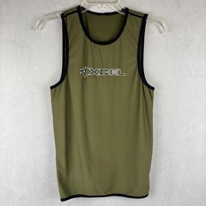 VTG Xcel Hawaii UV Shield Rash Guard Tank Top Olive USA L Fits S/M Surf READ